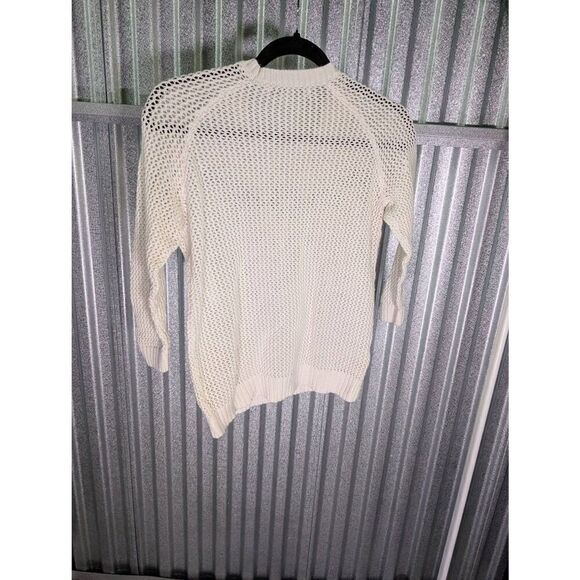 LC Lauren Conrad LACE PIECED OPEN STITCH SWEATER, Floral Lace Inset Ivory Women' - Picture 2 of 4